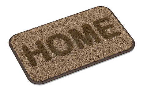 带文字 HOME 3D 的棕色椰壳纤维门垫