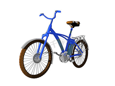 儿童自行车摄影照片_街上的蓝色儿童自行车