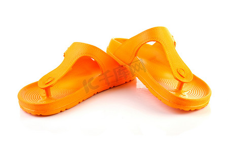 橙色夏季拖鞋