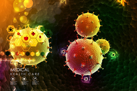 流感饮食摄影照片_病毒的 3d 渲染