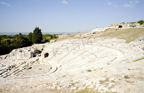 阿基米德和王冠摄影照片_“希腊剧院，西西里锡拉丘兹的尼亚波利斯”