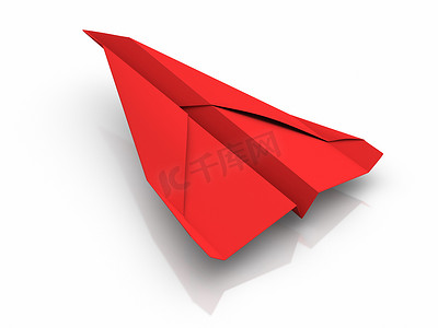 折纸飞机摄影照片_红纸飞机