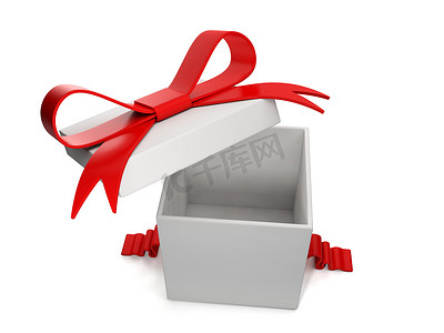 “3d 插图：节日和活动。打开盒子，礼物”