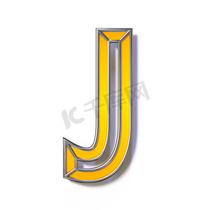 橙色金属线字体 Letter J 3D