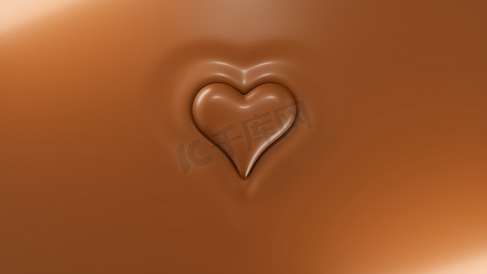 心形飞溅在热巧克力表面上