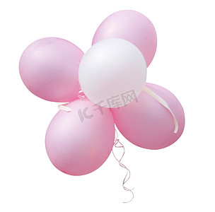 气球粉色摄影照片_一堆粉色气球