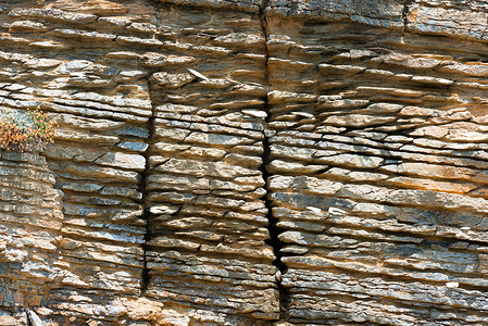 利古里亚摄影照片_层状沉积岩 - 意大利利古里亚