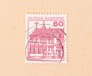 德国 — 大约 1970 年：德国印制的邮票显示 Schloss R