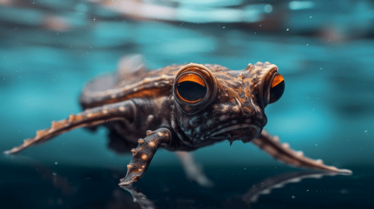 海洋生物摄影照片_水体上的棕色和黑色海洋生物