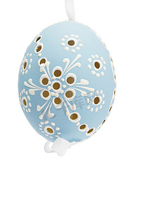 蓝色悬挂手绘复活节彩蛋