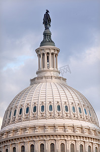 牛气冲天摄影照片_美国国会大厦圆顶自由雕像华盛顿特区