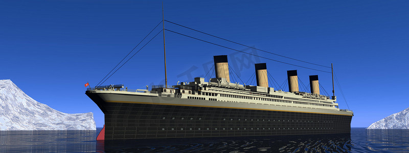 泰坦尼克号船 - 3D 渲染
