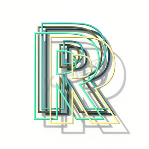 三色线条字体 Letter R 3D