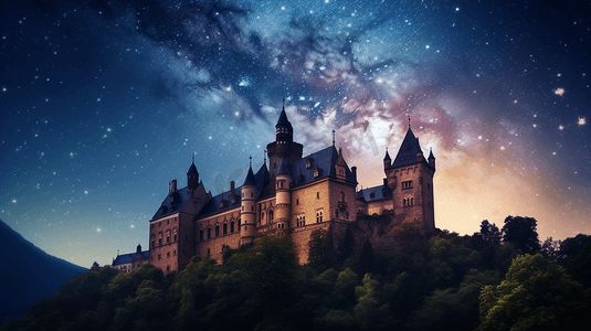 星夜下的城堡照片