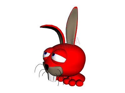 长耳朵的红色卡通兔子