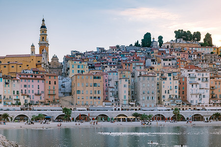 Menton France,Cote d Azur France, View on old part of Menton, Provence-Alpes-Cote dAzur, 法国