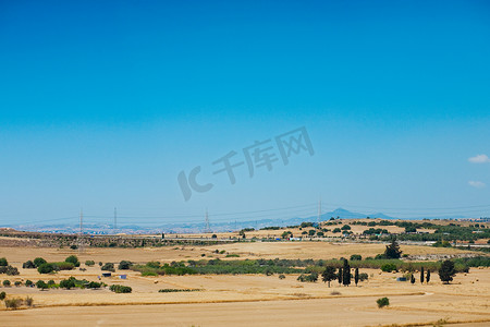 沙漠景观典型的塞浦路斯全景