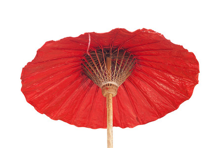 伞的元素摄影照片_有泰国装饰品的红色伞