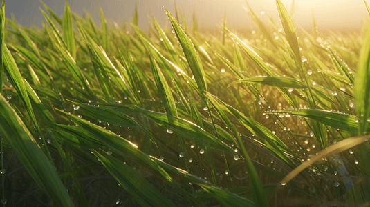 雨后草地雨水自然