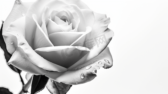 玫瑰摄影照片_黑白玫瑰插图