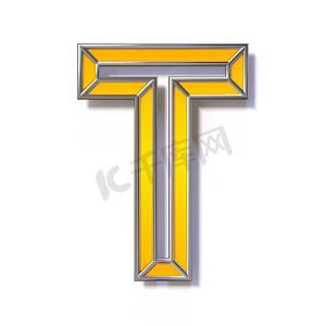 字迹字体摄影照片_橙色金属线字体 Letter T 3D