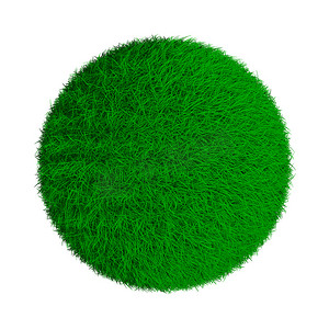 绿色的地球球摄影照片_抽象的绿色草地球。