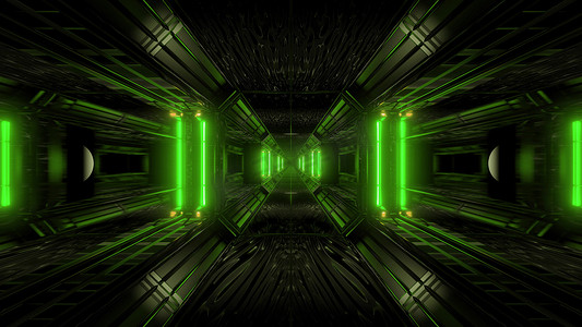 外星人摄影照片_黑暗空间科幻隧道背景与抽象纹理背景 3d 插图