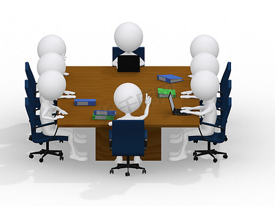 商务组会议画像——八位商务人士在工作