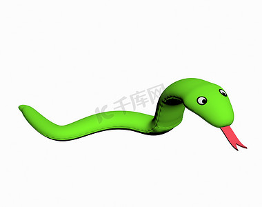 红舌头的绿色卡通蛇