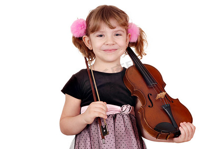 拿着小提琴的小女孩