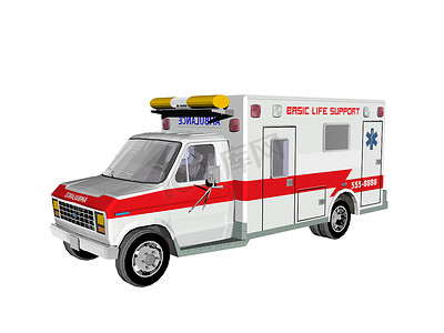 应急车辆摄影照片_街上的红白救护车