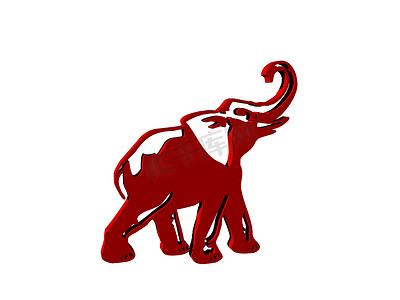 红色可爱漫画大象