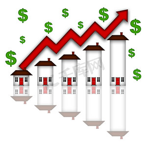 价格曲线图摄影照片_房地产房屋价值上升图