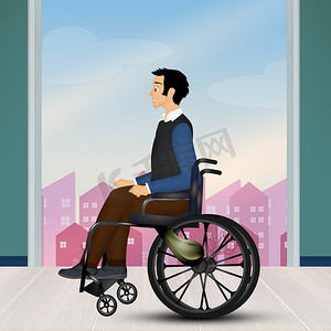 轮椅上的残疾人