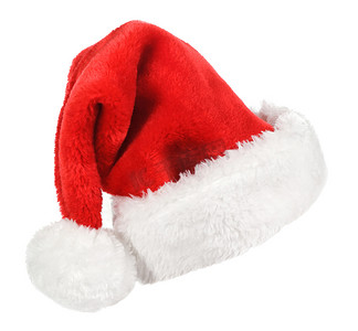 2013恭贺新禧摄影照片_孤立在白色背景中的圣诞老人红色帽子