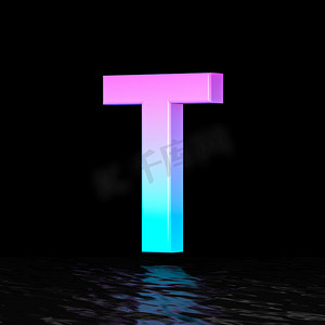 青色洋红色字体 Letter T 3D