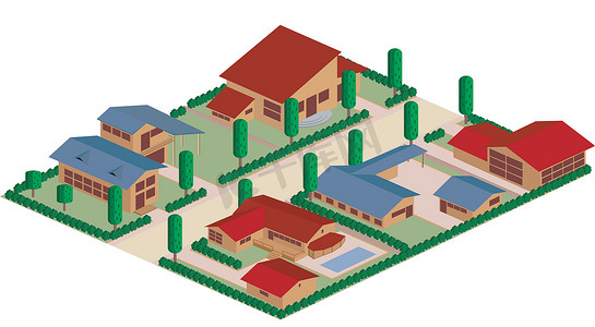 卡通城市住宅摄影照片_小区卡通