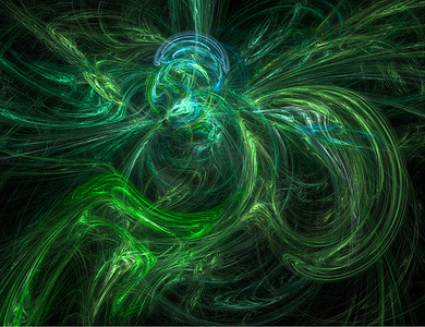 绿色爆炸形摄影照片_黑色抽象绿色漩涡