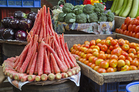 “亚洲义卖市场，印度的各种蔬菜”