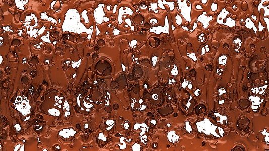 融化的巧克力滴摄影照片_融化的巧克力或可可咖啡飞溅和液滴