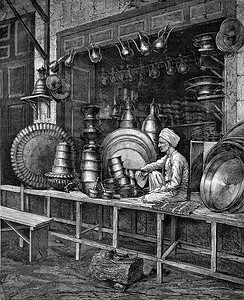 Boilermaker 店在开罗，复古雕刻。