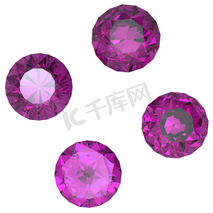 圆形粉色宝石摄影照片_圆形紫水晶