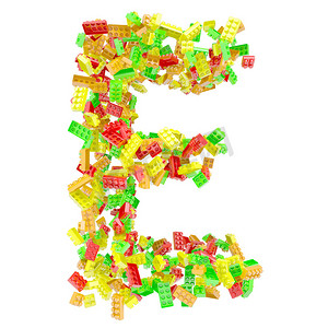 字母E由儿童积木组成
