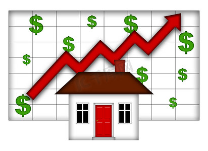 价格曲线图摄影照片_房地产房屋价值上涨