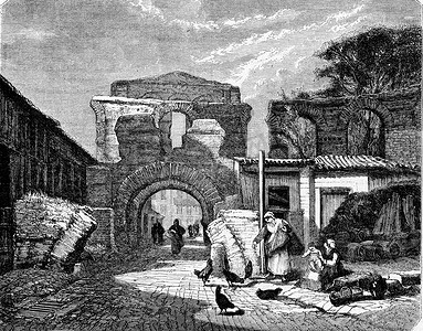 罗马马戏团的废墟，说波尔多的加利安宫，vintag