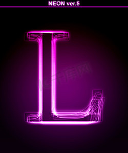 霓虹灯艺术字摄影照片_发光的字体。