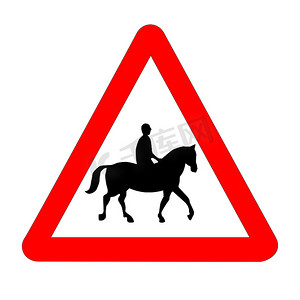 交通标志摄影照片_孤立的马和骑手交通标志