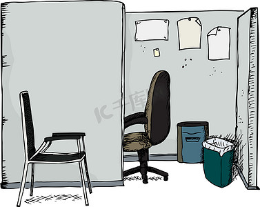隔间摄影照片_带椅子的办公室隔间
