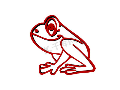 红色可爱漫画青蛙