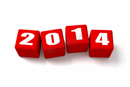 新年 2014 红色立方体